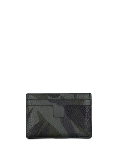 Shop Tom Ford Camouflage-pattern Leather Cardholder In Green