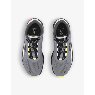 Shop On-running Men's Fossil Magnet Cloudmonster Cushioned Mesh Low-top Trainers In Grey