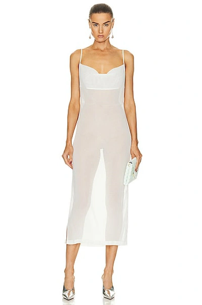 Bottega Veneta Light Cotton Gauze Dress In Chalk