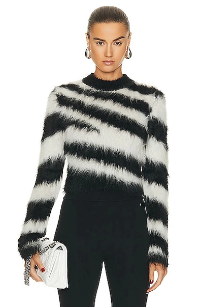 Shop Monse Zebra Alpaca Cropped Sweater In Black & Ivory