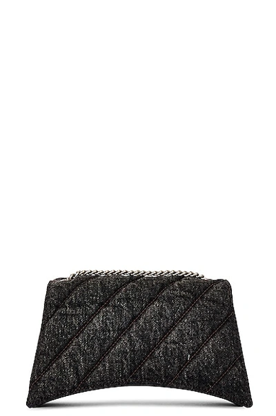 Shop Balenciaga Crush Wallet On Chain Bag In Charcoal Black