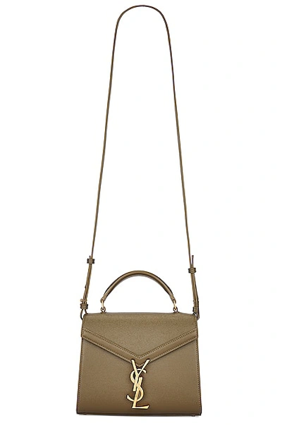 Shop Saint Laurent Mini Cassandra Top Handle Shoulder Bag In Vert Kaki