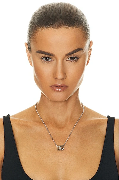 Shop Dolce & Gabbana Logo Necklace In Silver