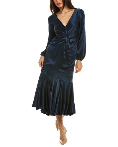 Shop Cinq À Sept Velda Silk Midi Dress In Blue
