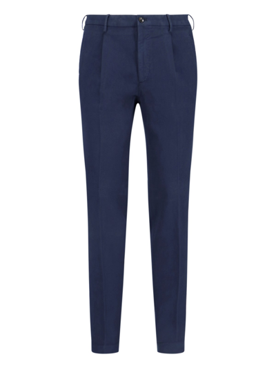 Incotex Straight Leg Trousers With Pockets And Loops In Blue