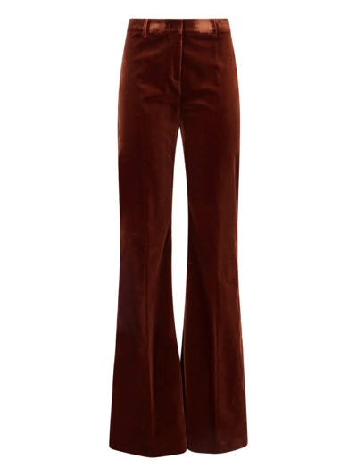 Etro Velvet Trousers With Elasticized High Waist In Brown