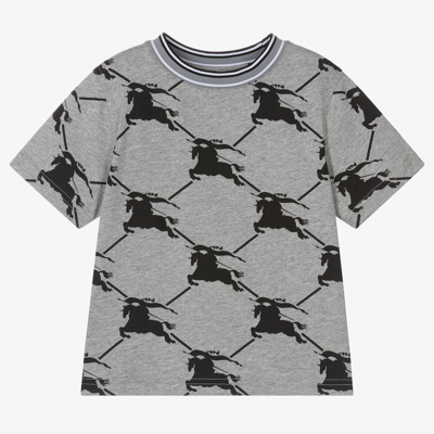 Shop Burberry Boys Grey Ekd Cotton T-shirt