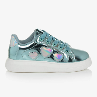 Shop A Dee Girls Blue Patent Lace-up Trainers