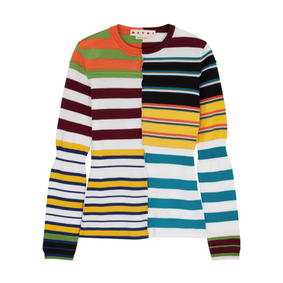 Shop Marni Striped Wool Jumper In Multicoloured