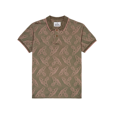 Shop Vivienne Westwood Orb-intarsia Cotton Polo Shirt In Brown