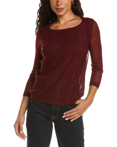 Shop Lafayette 148 New York Double Layer Cable Sweater In Red