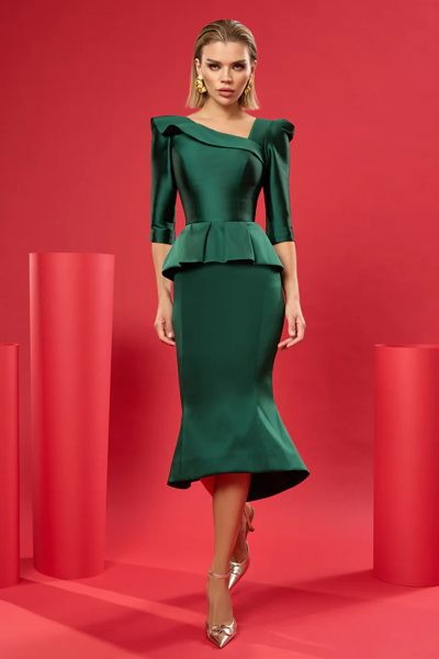 Shop Cristallini Peplum Blouse With Eleganza Skirt In Multi