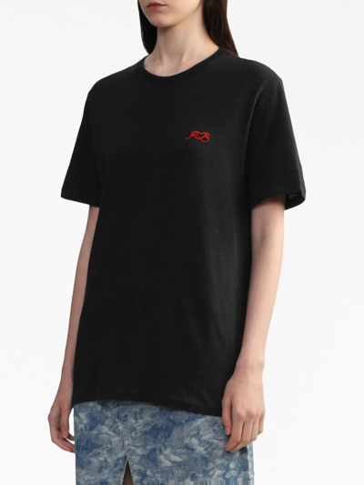 Shop Rag & Bone Logo-embroidered Cotton T-shirt In Black