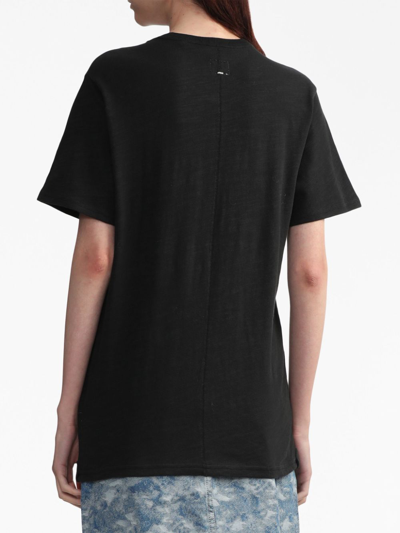 Shop Rag & Bone Logo-embroidered Cotton T-shirt In Black