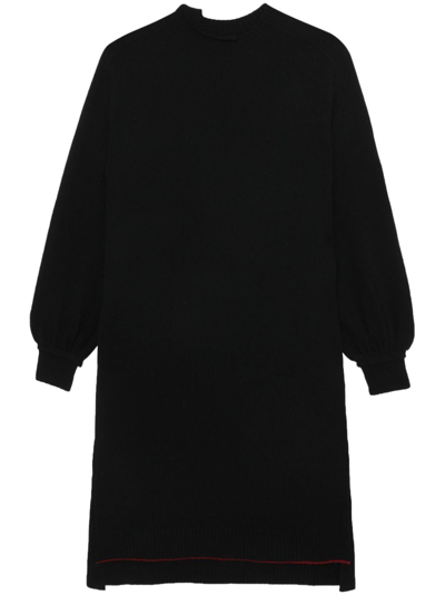 Shop Y's Crew-neck Knitted Dress In Black