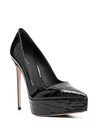 Shop Le Silla Uma 140mm Leather Pumps In Black