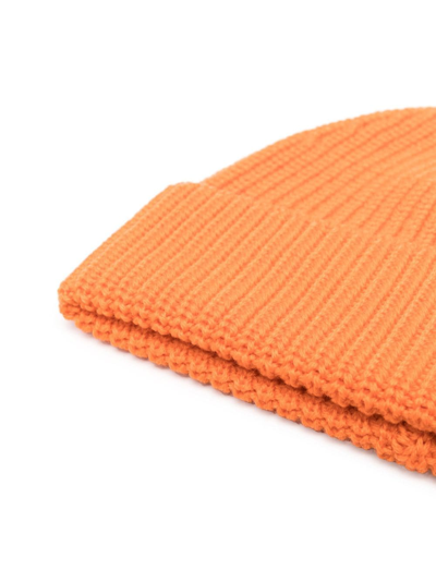 Shop Fursac Ribbed-knit Wool Beanie In Orange