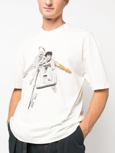 Shop Etudes Studio Graphic-print Organic Cotton T-shirt In Neutrals