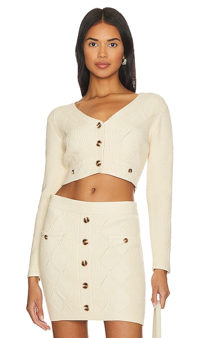 Shop Central Park West Bella Cable Cardigan In Ivory