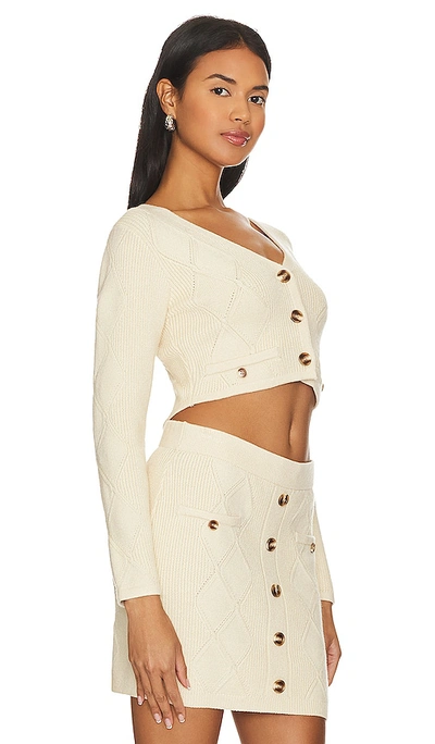Shop Central Park West Bella Cable Cardigan In Ivory