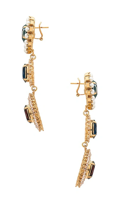 Shop Anton Heunis Multi Gem Cluster Chandelier Earrings In Metallic Gold