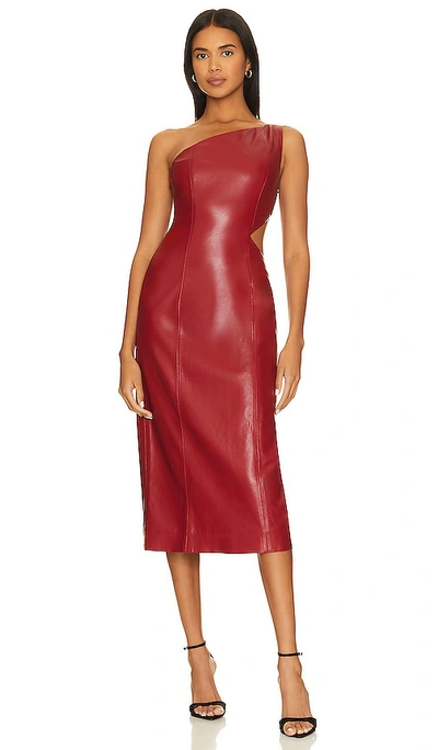 Shop House Of Harlow 1960 X Revolve Bordeaux Faux Leather Midi Dress In Red