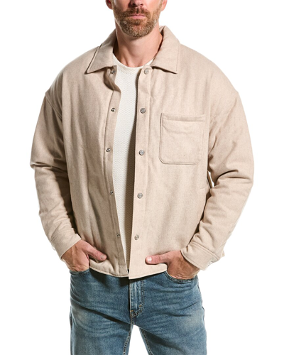 Shop Frame Denim Warm Textured Wool & Cashmere-blend Overshirt In Beige