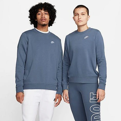 Shop Nike Women's Sportswear Club Fleece Crewneck Sweatshirt In Diffused Blue/white