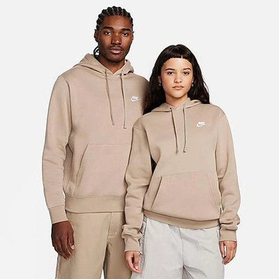 Shop Nike Sportswear Club Fleece Embroidered Hoodie In Khaki/khaki/white