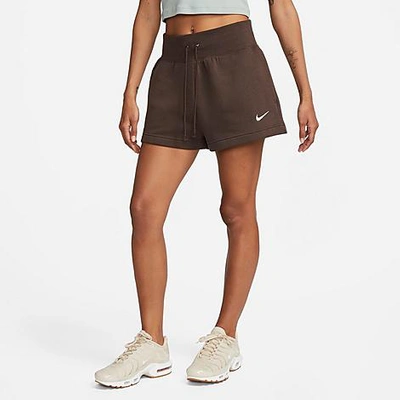 Shop Nike Women's Sportswear Phoenix Fleece High-rise Shorts In Baroque Brown/sail