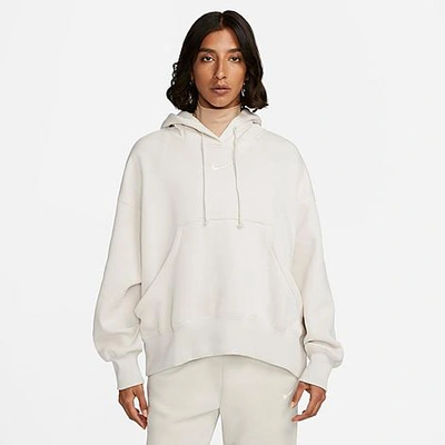 Shop Nike Women's Sportswear Phoenix Fleece Oversized Pullover Hoodie In Light Orewood Brown/sail