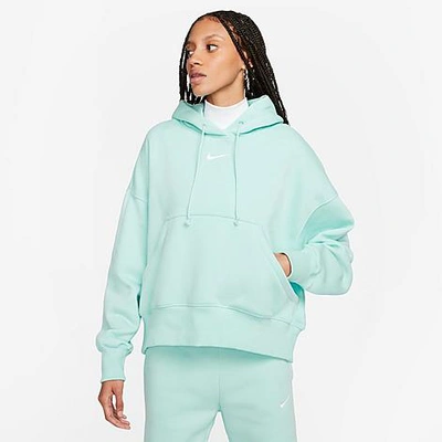 Shop Nike Women's Sportswear Phoenix Fleece Oversized Pullover Hoodie In Jade Ice/sail