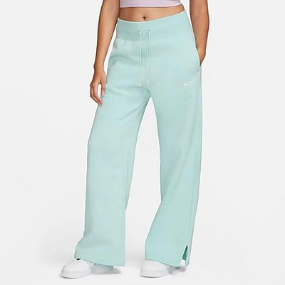 Shop Nike Women's Sportswear Phoenix Fleece High-waisted Wide-leg Sweatpants In Jade Ice/sail