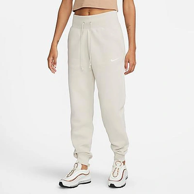 Shop Nike Women's Sportswear Phoenix Fleece High-waisted Jogger Sweatpants In Light Orewood Brown/sail