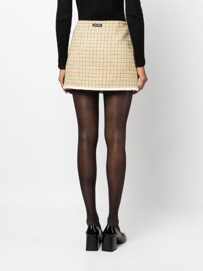 Miu Miu Bouclé Check-pattern Miniskirt In Gelb