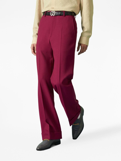 Shop Gucci Tailored Wool Trousers In Red