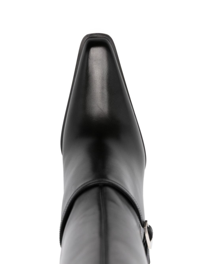 Shop Saint Laurent 110mm Leather Boots In Schwarz
