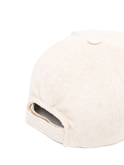 Shop Isabel Marant Tyron Logo-embroidered Corduroy Cap In Nude