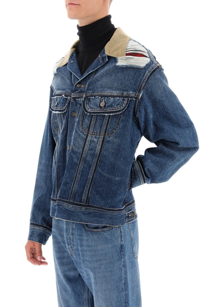 Shop Maison Margiela Décortiqué Denim Jacket In Blue