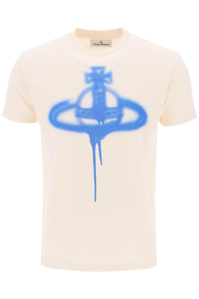Shop Vivienne Westwood Spray Orb Classic T-shirt In Beige