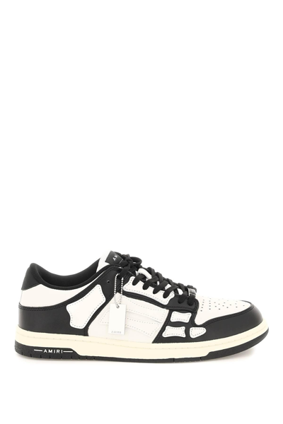 Amiri Skel Bicolor Leather Low-top Sneakers In White,black