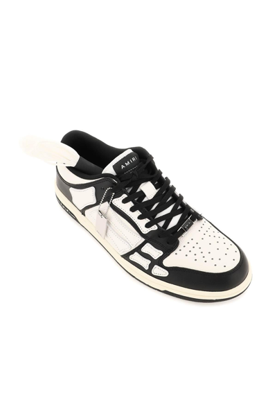 Amiri Skel Bicolor Leather Low-top Sneakers In White,black
