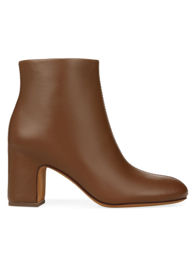 Shop Vince Women's Terri 70mm Leather Ankle Booties In Brown