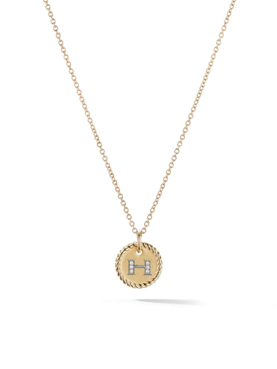 Shop David Yurman Women's Initial Charm Necklace In 18k Yellow Gold With Pavé Diamonds In Initial H