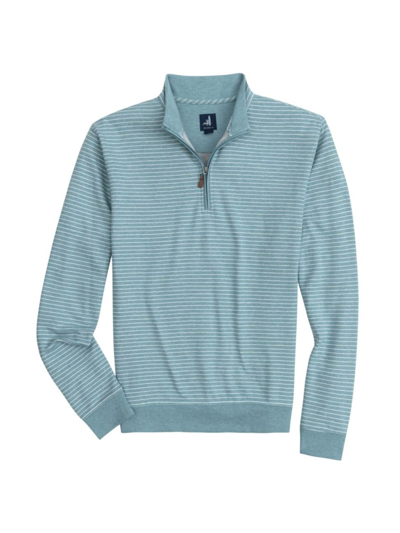 Shop Johnnie-o Men's Skiles Striped Quarter-zip Sweater In Baltic