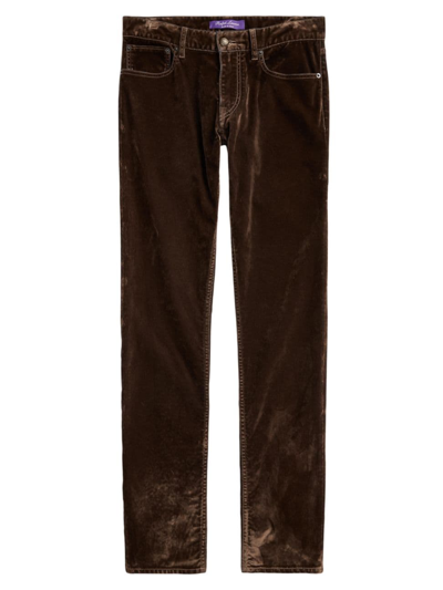 Shop Ralph Lauren Purple Label Men's Velvet Five-pocket Pants In Dark Brown