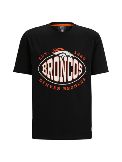 Shop Hugo Boss Men's Boss X Nfl Stretch-cotton T-shirt In Broncos Charcoal