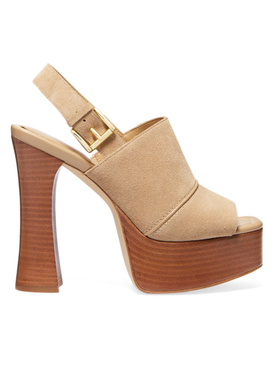 Shop Michael Michael Kors Women's Rye 127mm Leather Platform Sandals In Camel