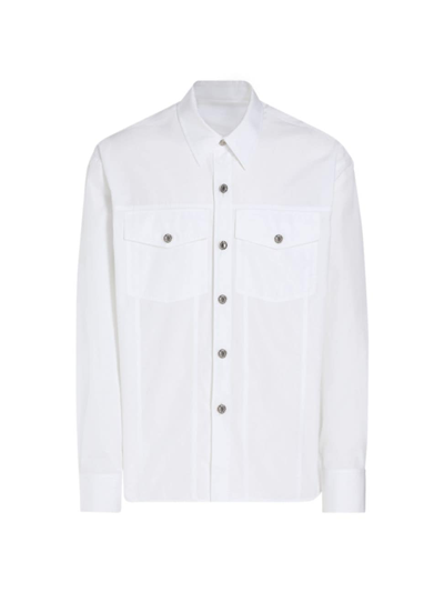 Shop Helmut Lang Men's Poplin Button-front Shirt In White