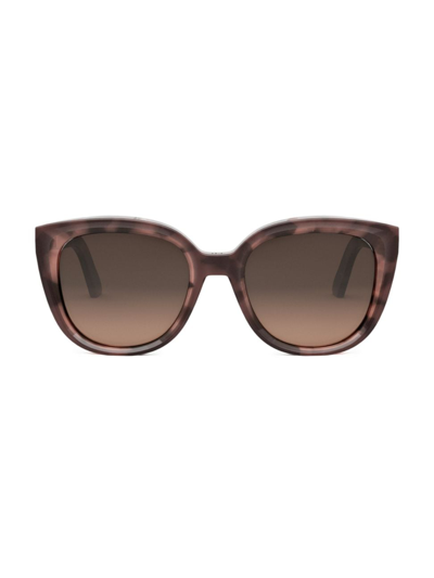 Shop Dior Women's Midnight R1i 54mm Butterfly Sunglasses In Red Havana